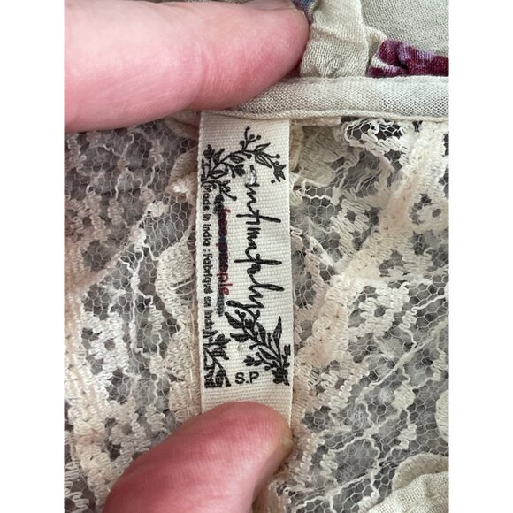 Intimately Free People Poppy Floral Printed Bodysuit Cream Lace Ivory Ruffle S - Picture 6 of 9